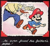 Mario's father chases after his young son in "Family Album "The Early Years"."