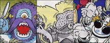 From left to right Cyclopyic Alien, Iguana Alien, and Squid Alien.