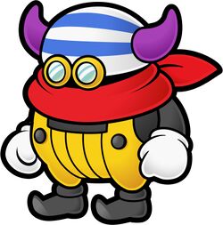 Lord Crump dressed as Four-Eyes.