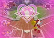 Peach preparing to pitch the Heart Ball.