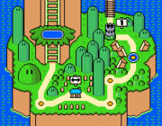 Mario on the map of Yoshi's Island.