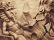 Poobah the Pharaoh with the demon.
