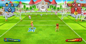 A Volleyball match at Peach's Castle.