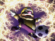 Wario surrounded by thunder.