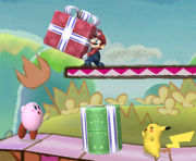 Mario handing out presents.