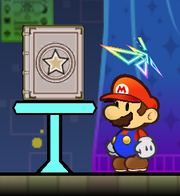 Mario walking past the Light Prognosticus.