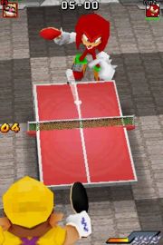 Table Tennis in the Nintendo DS version. Shown: Wario against Knuckles