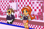 Mona and Joe selling ice-cream at the Gelateria.