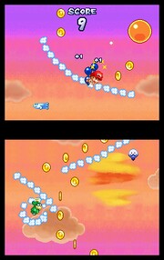Baby Mario, as he falls from the sky at the start of the game.