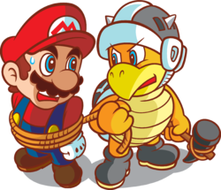The Army Hammer Bro holding Mario captive.