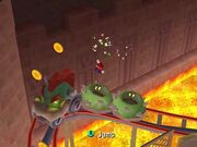 Mario collecting Coins while riding in the roller coaster.