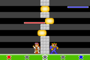 Mona's bar pushing a yellow block to Dribble's side in VS Dong Dong.
