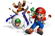 An image of the characters skiing based on this mini-game.