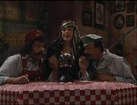 Madam AGoGo looks into her crystal ball to try and see what prize Mario and Luigi will win in the Big Time Celebrity Prize Sweepstake Giveaway.