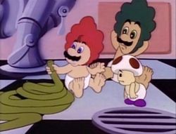As babies, Mario, Luigi and Toad try to come up with a plan to stop Bowser and Kooky from clogging up the bathtub drainpipe in Brooklyn.