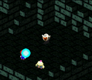 A screenshot of The Big Boo using Lightning Orb on Mario.