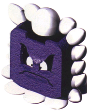 A Thwomp from Super Mario RPG: Legend of the Seven Stars.