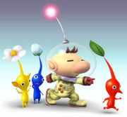 Pikmin alongside Captain Olimar.