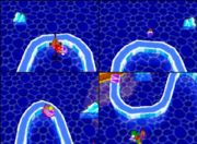 Players fixing the end of the path.