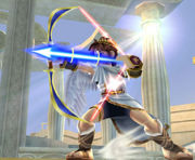 Pit using Palutena's Bow in his standard move, Palutena Arrow.