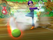 Waluigi using his Whirluigi