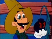Luigi, holding a Bomb Plant.