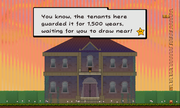 The story of Merlee's Mansion is told by its owner, accompanied by an image of the mansion from afar.