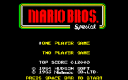 The title screen of Mario Bros. Special.