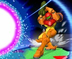 Samus firing a fully charged beam.