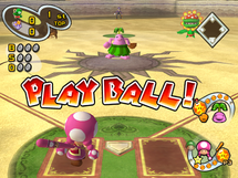 Lakitu signaling the start of the match in Mario Superstar Baseball.