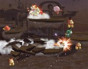The Waddle Dee Army, charging across the screen.