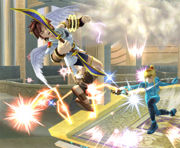 Zero Suit Samus, using her Plasma Whip.