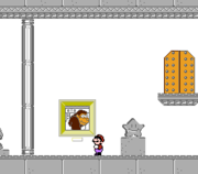Mario from the NES version of Mario's Time Machine in Bowser's Museum.