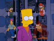 Videogame characters talking to Bart.
