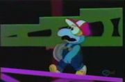 Gonzo pretending to be Mario in Donkey Kong.