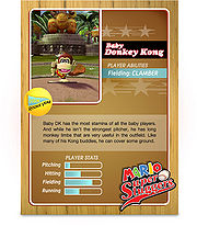 Baby Donkey Kong's official profile card from Mario Super Sluggers (back).
