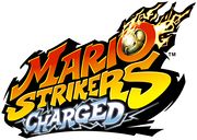 The official game-logo of the game, Mario Strikers Charged.