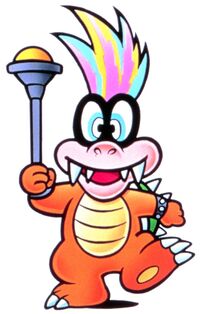 Iggy's original appearance and his current appearance from New Super Mario Bros. Wii onward.