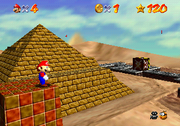 Mario on one of the pillars.