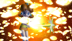 Daisy's special batting ability in use from Super Sluggers.