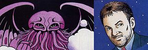 KKDU's true form (left), and his human disguise called Heini (right).