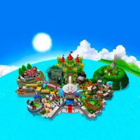 The overhead shot of the Baseball Kingdom for Mario Super Sluggers.