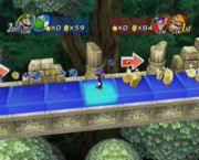 Waluigi going through a secret path with Coins.