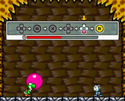 Yoshi and Bandit playing with the Balloon from the Mini Battle Throwing Balloons.