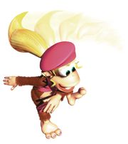 Dixie Kong preforming the Helicopter Twirl.