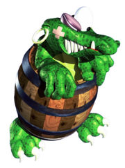 A Klobber with a black eye and bandage on it's face.