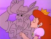 Princess Toadstool, ready to kiss the Magic Statue.