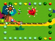 Green Baby Yoshi and Poochy, search for treasure and find a Special Heart.