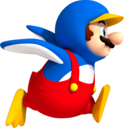 Mario wearing the Penguin Suit.