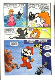 Princess Toadstool being offered the position of queen of the mice.